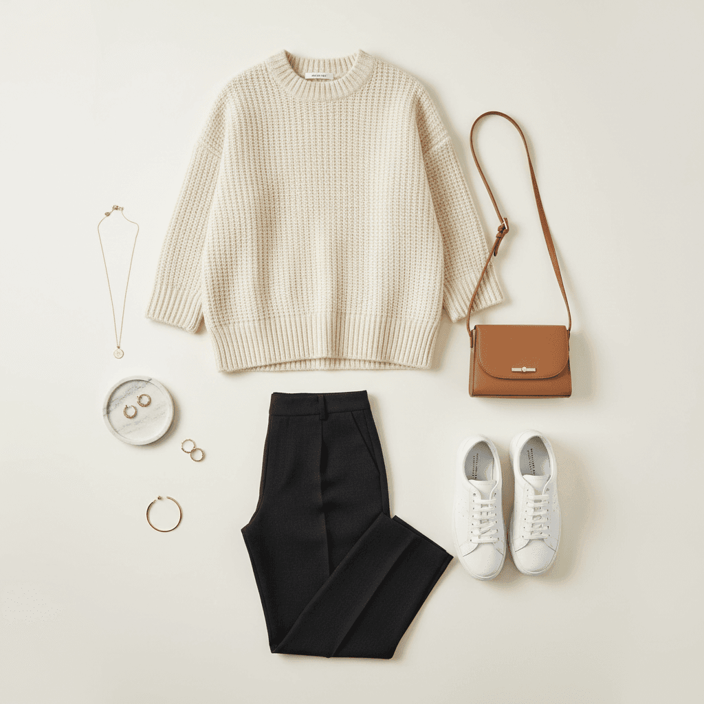 С чем носить оверсайз‑свитер: идеи сочетаний для женщин